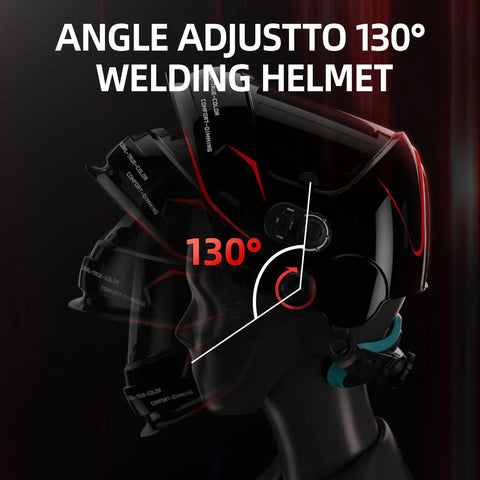 Top Notch Panoramic Welding Helmet With True Color View Solar Powered Auto Darkening Shield Large 3.94 By 3.74 Inch Viewing Window Side View Panel Four Arc Sensors Wide Shade Range 4 5 8 9 13 Ideal For TIG MIG ARC Plasma