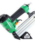 Slick 20 Gauge Pneumatic L Cleat Flooring Nailer Kit with adjustable flex foot, designed for snapping down engineered and hardwood planks.