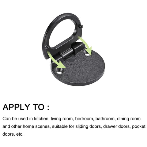 Zinc Alloy Flush Ring Pull Handle 43.5mm 1.71 Inch With Screws Black Versatile Flush Pull Slam Latch for doors and cabinets