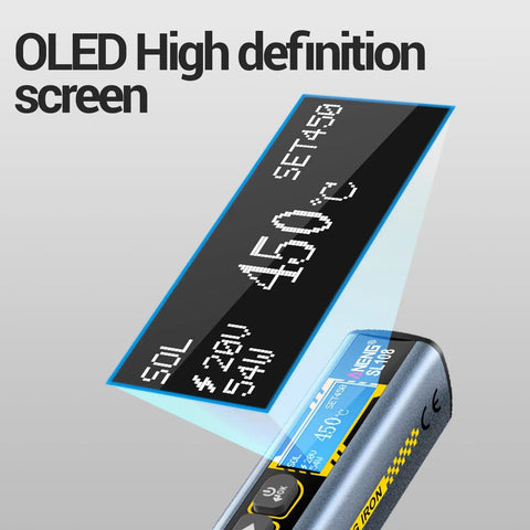 USB Powered Soldering Iron Kit With Fast 3 Second Heat, 95W, OLED high-definition screen displaying temperature settings.