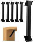 Rock Solid Heavy Duty 45 Degree Angle Support Brackets For Wood Deck Framing Patio Gazebos Black Powder Coated Rust Resistant Steel Corner Connector Bracket Kit Works Like A Charm On Any Backyard Build displayed with six black steel brackets and a wooden support.