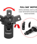 Pro Grade 18 Piece Impact Socket Extension Set With Universal Joints swivel motion details for tough auto jobs