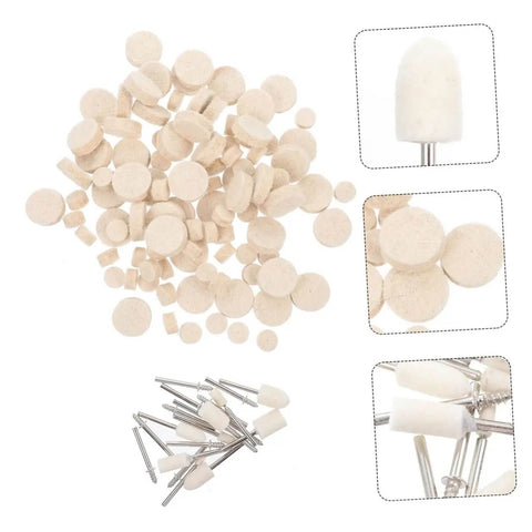 120-Piece Wool Felt Polishing Wheel Set With Mandrel For Drill And Rotary Tools No-Sweat Pro-Grade Buffing Kit