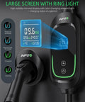Level 2 EV Charger 40 Amp With Adjustable Current And Delay, 240V 9.6kW Portable Home Charging Station display and status lights