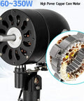 Close-up view of 260-350W high power copper core motor for Badass Industrial Mist Fan With Rolling Pedestal And Huge Water Tank.