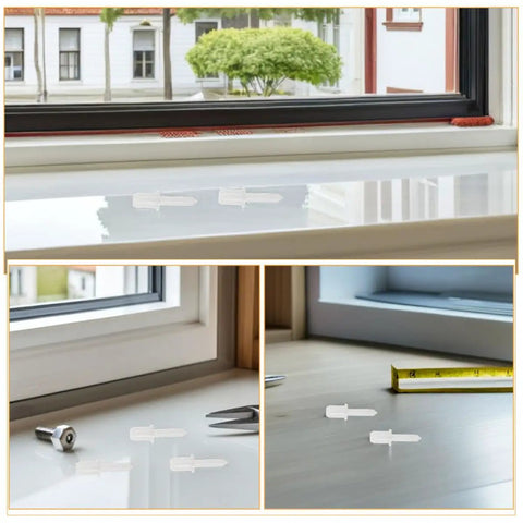 Complete Heavy Duty Plantation Blind Repair Kit Including 70 Color Matched Plastic Shutter Pins And Louver Staples on a windowsill.