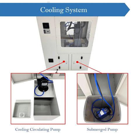 Cooling system of Programmable 220V Single Phase CNC Milling And Drilling Router Machine with pumps and protective cover.