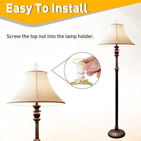 Installation of 2 Pack 1.5 Inch Tall Lamp Finials White And Gold With 1/4-27 Thread Cap Knobs on Table and Floor Lamps