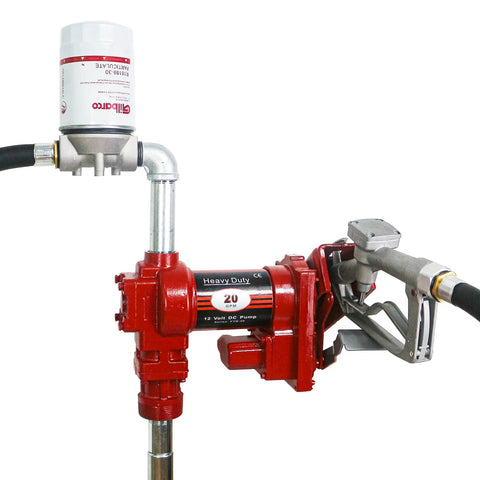 12V Fuel Transfer Pump With Manual Nozzle 20 GPM High Flow DC Powered Heavy Duty Workhorse For Gasoline Diesel Kerosene Biodiesel And More With Filter Included