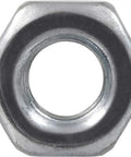 One Hundred Pack Of 8 32 Coarse Thread Hex Machine Screw Nuts Zinc Plated Grade 2 Steel Fasteners view of a zinc plated hex nut.