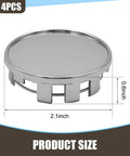 Top Shelf Silver Wheel Center Caps 4 Pack Durable Abs Steel Hubcovers For Cars And Suvs with 2.1 inch diameter and 0.6 inch height.