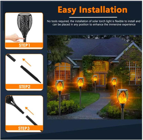 Outdoor Solar Torch Lights 4 Pack With Dancing Flame LEDs That Look Totally Lit Waterproof Garden Pathway Lights For Patio And Yard Extra Large Size Solar Powered Outdoor Lighting For Home Decor