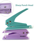 Side view of Heavy Duty Quarter Inch Hole Puncher For Paper And Crafts, with lever action and see-through chip catcher displayed on the image.