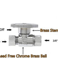 Brass Quarter Turn Ball Valve With Three Eighths Inch OD Compression Fittings Female To Male Chrome Water Shut Off Stop Valve for Plumbing