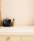 Top Shelf Unfinished Wood Drawer Pulls Ten Pack Round Mushroom Cabinet Knobs For Dresser Kitchen Cupboard Sturdy Base Heavy Duty Furniture Handles No Fuss Setup on a dresser near a black bag and a bottle.