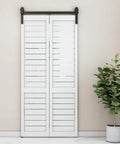 52 Inch Bi Folding Barn Door Hardware Track Kit With Side Mounted Black Rollers For Double 24 Inch Bifold Doors Smooth Quiet Operation And Easy Install Space Saving Sliding Hardware Door Not Included