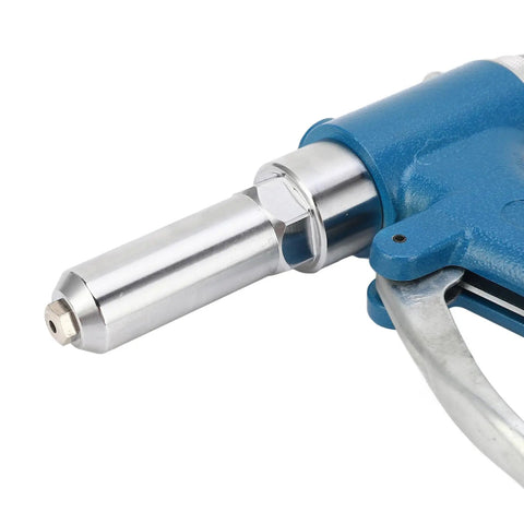 Heavy Duty Automated Pneumatic Rivet Kit With Air Hydraulic System For Fast One Step Riveting On Industrial Assembly Jobs And Auto Repair Shops That Actually Deliver Reliable Tight Locks Every Single Time, blue metal nose