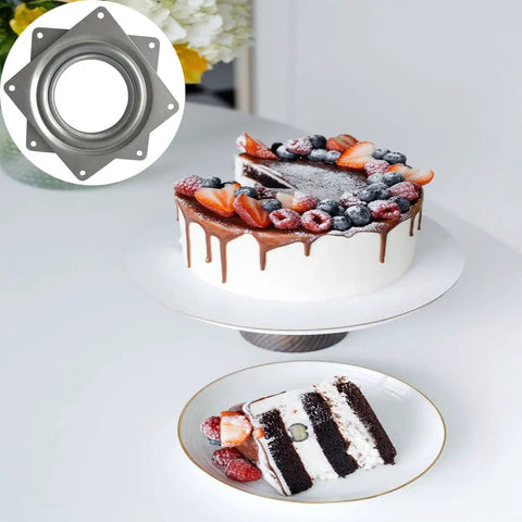 Two Pack 4 Inch Square Lazy Susan Turntable Bearings Heavy Duty Swivel Plate Galvanized Steel Rustproof 95mm Square with cake