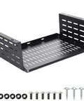 Slick Under Desk Computer Mount Bracket For Small Form Factor PCs And Gaming Rigs That Will Kick Clutter To The Curb While Upgrading Your Home Office Setup And Keeping Gear Securely Fastened, showing black metal bracket with hardware.