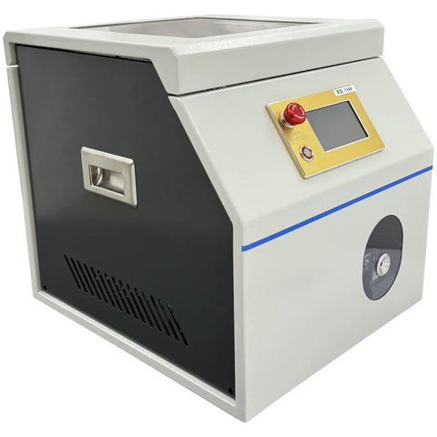 Automatic Terminal Crimping Machine With Color Touch Screen And Auto Vibratory Bowl Feeder For Ferrule Crimping Tool side view shows control panel and design.