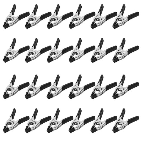 Pack of 24 six inch heavy duty spring clamps for woodworking and carpentry, black metal jaw opening three inches, pro grade grip