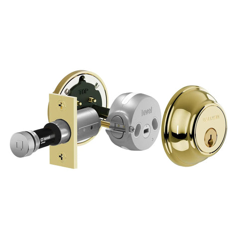Hella Secure Solid Brass Smart Electronic Deadbolt Featuring Dead Simple Bluetooth And Wifi Pairing For Rock Solid Door Access In Sleek Satin Black Hardware Finish, close-up view of internal mechanism.