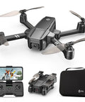 Foldable FPV Drone With 1080P Camera For Beginners And Kids Gesture Control Quadcopter With Modular Battery shown with remote and case