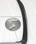Close-up of butterfly nut for quick-release on Traditional Scythe With 23.2 Inch Blade And S Shaped Wooden Handle For Grass And Grain Cutting