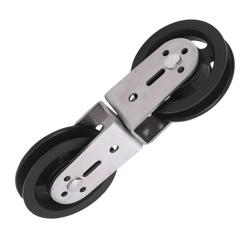 Dual Swivel Pulleys With 360 Degree Rotation For DIY Home Gym Cable Machines Silent Bearing Groove Wheel Pull Down Attachment Quiet And Smooth Resistance For Weight Lifting And Cable Workouts, black nylon and stainless steel