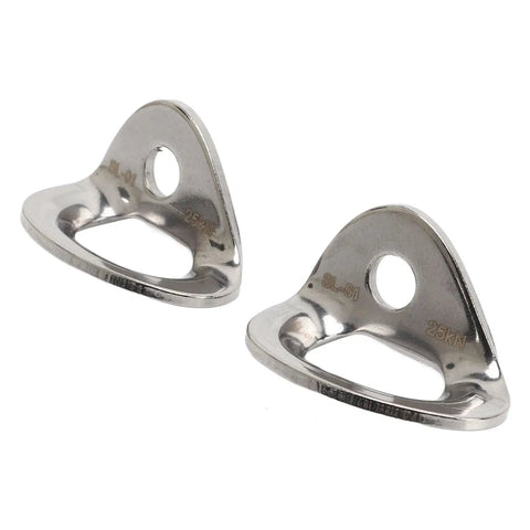 Heavy Duty 316 Stainless Steel Bolt Hanger, Tough As Nails Aerial Climbing Anchor With Bulletproof Grip For Weather Resistant Outdoor Rigging And Weekend Builds, close-up view of two mounts.