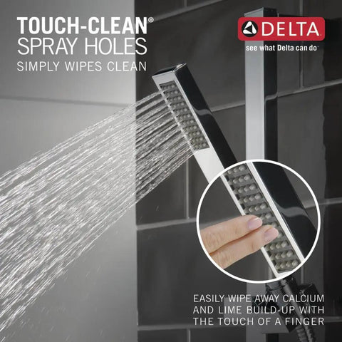 Vero Single Spray Touch Clean Wall Mount Slide Bar Handheld Shower With Hose Chrome Finish spray holes being cleaned