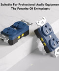 Audiophile Duplex Receptacle 20 Amp 125V Pure Copper Wall Outlet with blue flame retardant shell and rhodium contacts