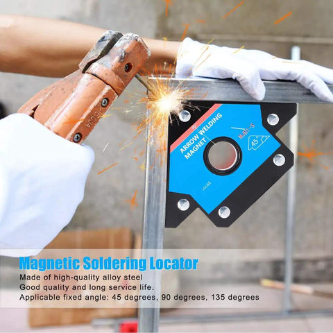 Heavy Duty Magnetic Welding Positioner For Alloy Steel Pipe Marking And Installation With 45 90 Degree Angle Adjustability And Strong Electromagnetic Locator Grip For pros And DIYers in use, welding at 90 degrees.