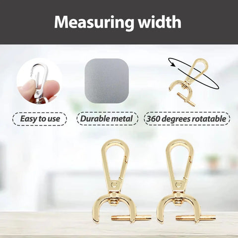 Two Pack Snap Hook Swivel Clasp Set One Half Inch Detachable Carabiner Hooks With Screwdriver Tool on a white background