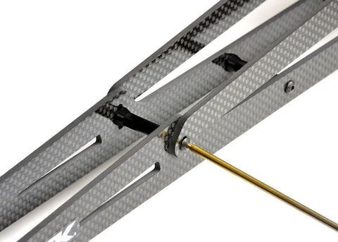 Close view of Extra Long Carbon Fiber Ladder Wheelie Bar Set for Losi 22S RC Drag Car, NPRC Legal 14.5 Inch Wheelbase ETK2033