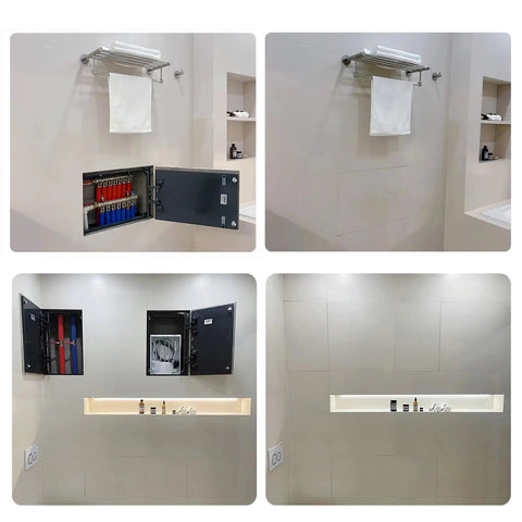 Rock Solid Invisible Drywall Access Panel Kit Featuring Slick Steel Build And Effortless Press To Pop Opening for hidden utility access in bathroom.