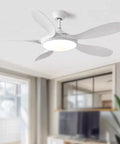 YPDJVLTI Ceiling Fans Lights 46-56Inch LED Fandelier in white, featuring modern design and bright central light.