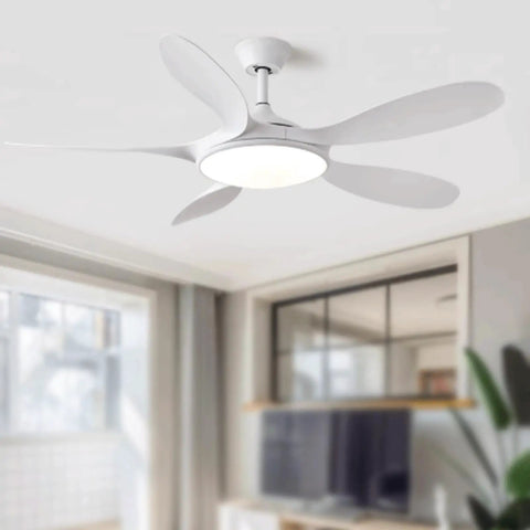 YPDJVLTI Ceiling Fans Lights 46-56Inch LED Fandelier in white, featuring modern design and bright central light.