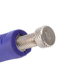 Close-up of adjustable screw on 10 Inch Locking Sheet Metal Clamp Duckbill Pliers With Adjustable Screw, blue handle visible