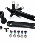 44T 130 Crankset With Bottom Bracket For Road Bikers, Lightweight Hollow Design, Anodized Finish, 170mm Length, Bike Conversion Upgrade For Smoother Speeds And Snappier Pedals, black aluminum crank arms and BB parts