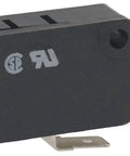 Top Shelf Miniature Snap Action Micro Switch With Tough Pin Plunger Standard Spdt Contacts Rated 11A At 277V in black with gold terminals