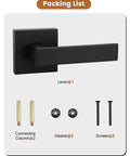 Pack Of 10 Square Dummy Door Levers For Closets And French Doors Non Turning Pull Only Handles In Black Finish Easy Install Durable Matte Black Dummy Door Levers packing list with lever, screws and gaskets