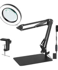 2 In 1 Magnifying Lamp With Light And Clamp, 5X And 10X Magnifier, Three Color Modes Stepless Dimmable, Adjustable Swing Arm