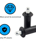 Heavy Duty Black Spring Loaded Cabinet Door Repair Pins 10 Pack Built Tough Plastic Steel Hardware For Shutters with metal tips.