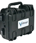 No Nonsense Waterproof Battery Box With Dual SAE Connectors For 12 Volt Gel Or Lithium Packs side view with handle.