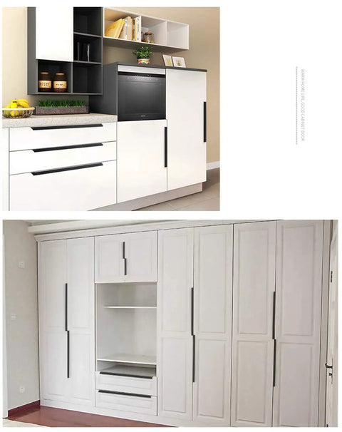 Invisible Aluminum Drawer Handle For Cabinets And Dressers Sleek Hidden Mounting shown on modern kitchen and wardrobe furniture