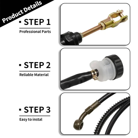 Rear And Front Hydraulic Brake Assembly Caliper Master Cylinder Kit With Disc Rotor And Brake Pad For Go Kart Golf Cart And ATV Replacement Beefed Up Stopping Power For 50cc To 200cc Engines product details featuring professional parts, reliable material, and easy installation steps.