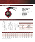 12 Inch Wafer Butterfly Valve Built Tough With Ductile Iron Body 200 PSI Rating Square Stem 1 1/8 Inch Red Buna Seats Face To Face ISO 5752 Mounting Pad ISO 5211 ANSI 150 Flange Nickel Plated Disc 12 Bolt Holes, front view