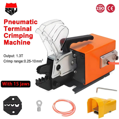 High Performance Hydraulic Crimping Tool With 15 Interchangeable Dies, compact pneumatic machine for 0.25-10mm2 wires.