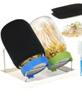 Sprouting Kit for Home Grown Sprouts No Fuss Two Wide Mouth Mason Jars 1000ml Capacity Stainless Steel Sprout Lids on drip tray